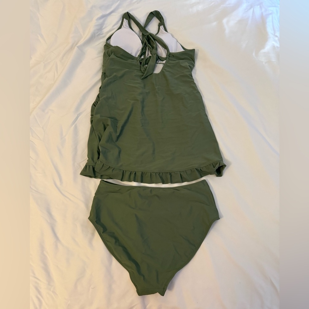 Green Ruffled Swimsuit - Picture 2 of 2